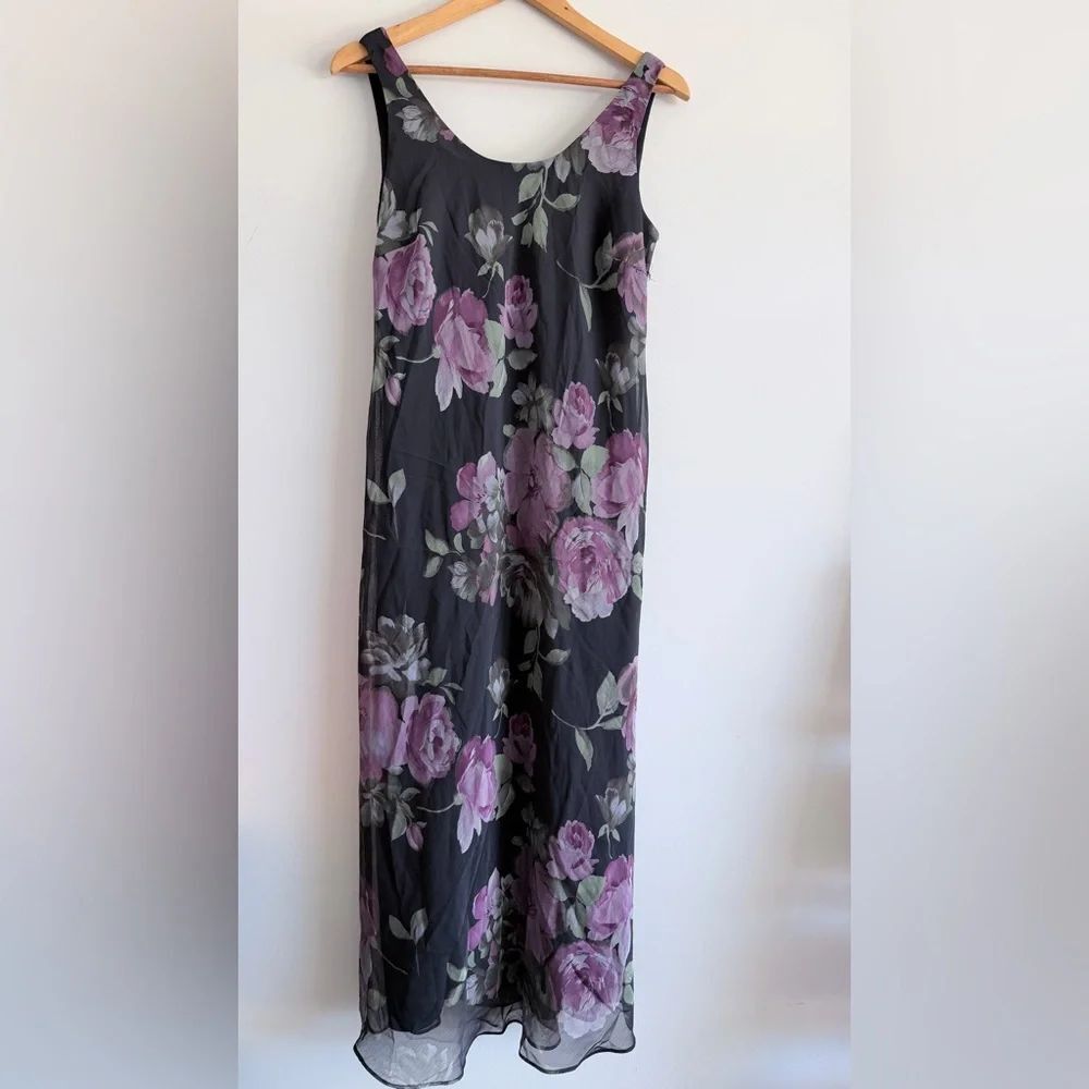 VIRGO Floral Maxi Slip Dress Floral Fairy Grunge Sleeveless Romantic Bias 10 Y2K - Picture 4 of 7